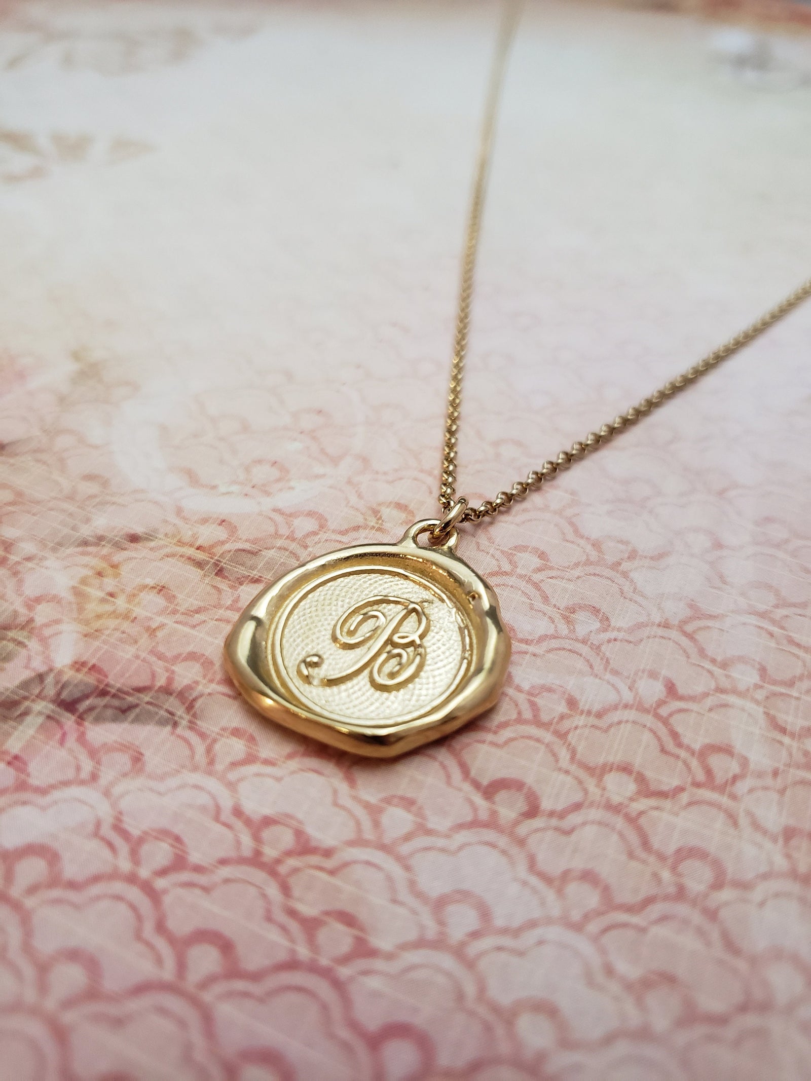 Letter B in gold vermeil
