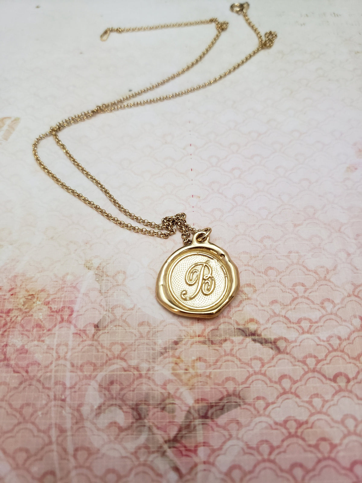 Letter B in gold vermeil