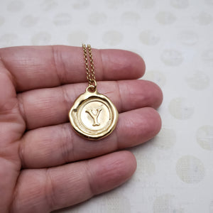 Letter Y in gold vermeil