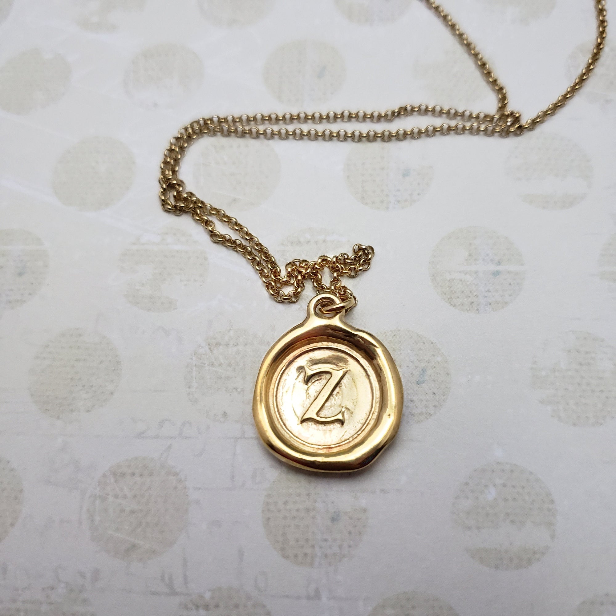 Letter Z in gold vermeil