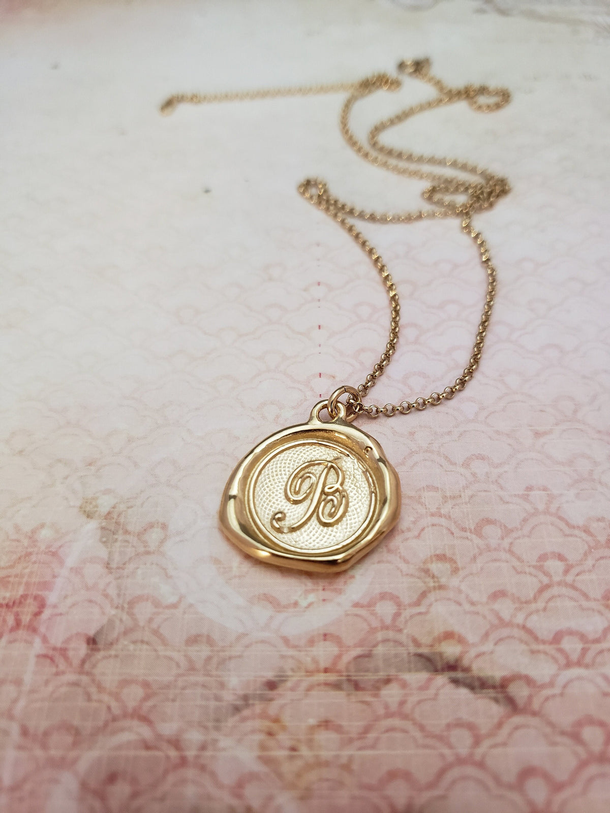 Letter B in gold vermeil