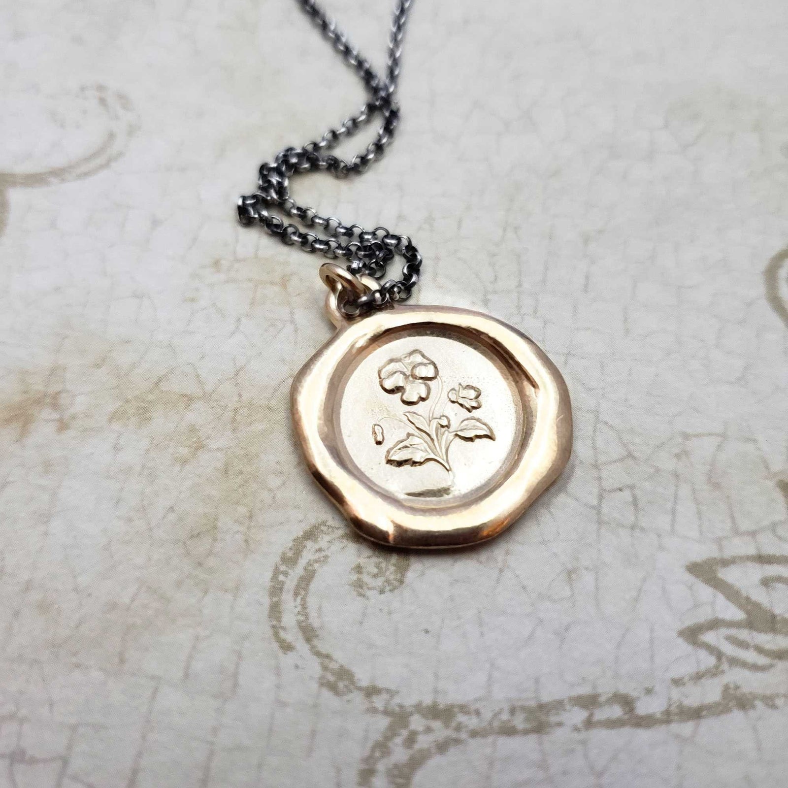 Pansy - Think of Me in Gold Vermeil