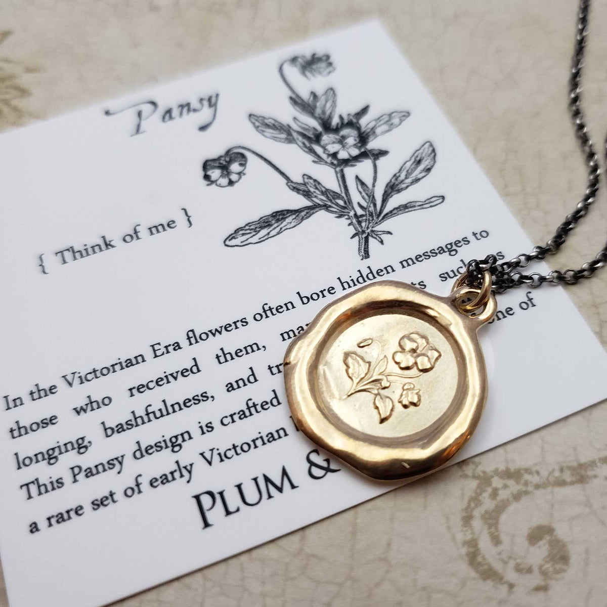 Pansy - Think of Me in Gold Vermeil