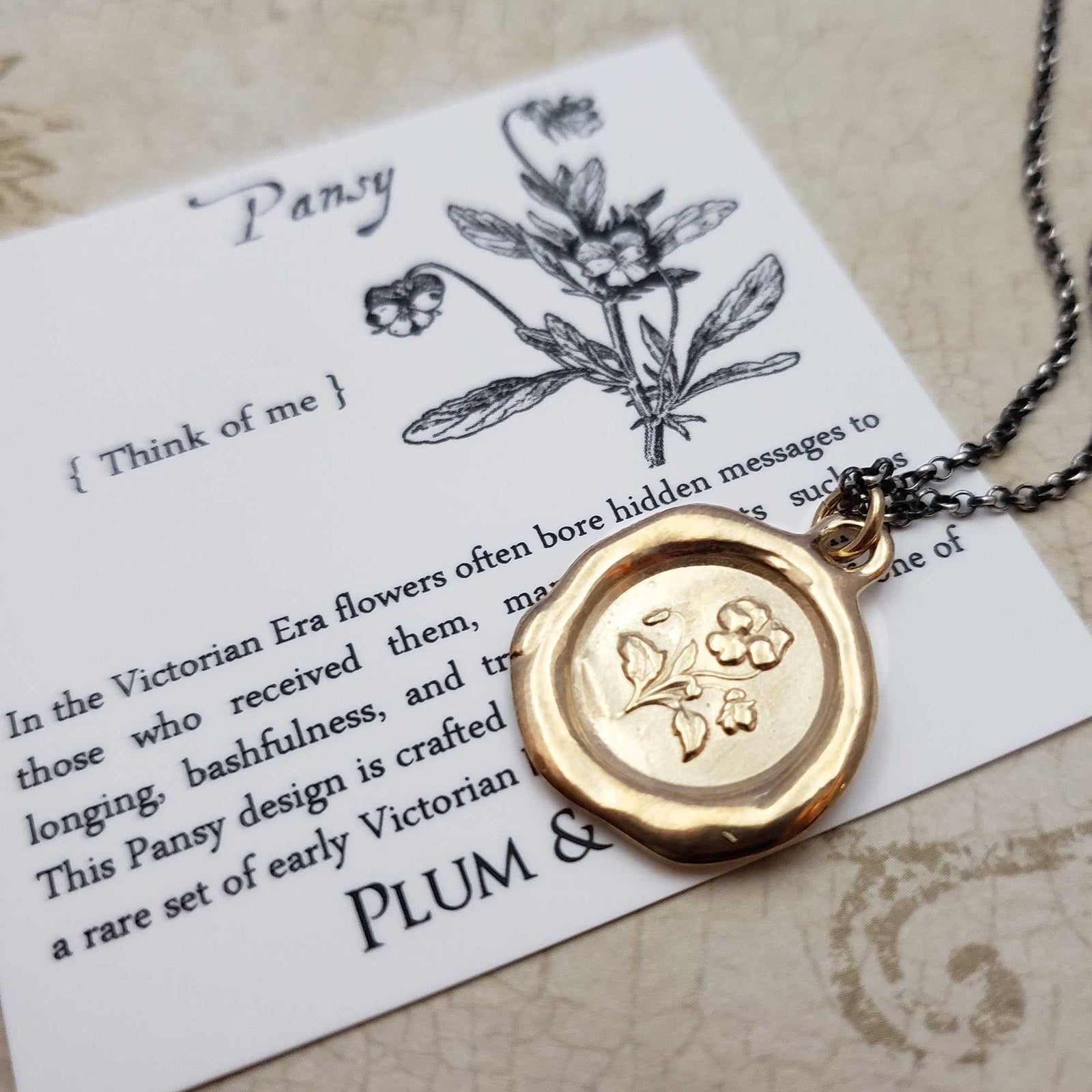 Pansy - Think of Me in Gold Vermeil