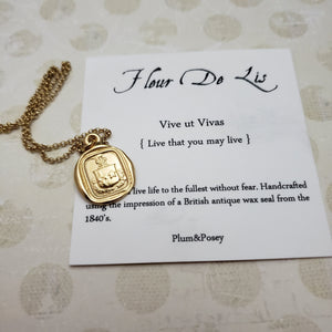 Fleur de lis and Star - Live Your Life in Gold Vermeil