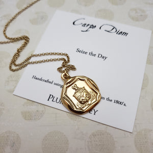 Carpe Diem - Squirrel and Owls 'Seize the Day' in Gold Vermeil