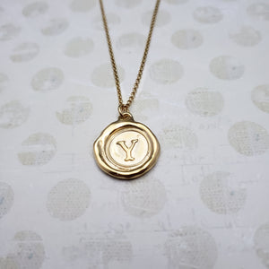 Letter Y in gold vermeil