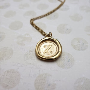 Letter Z in gold vermeil