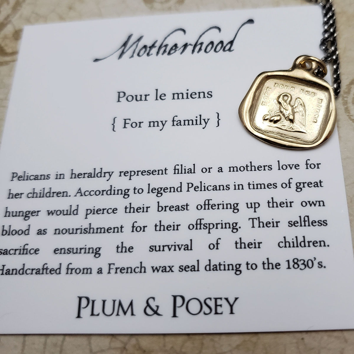 A Mothers Love - Pelican in her Piety in Gold Vermeil