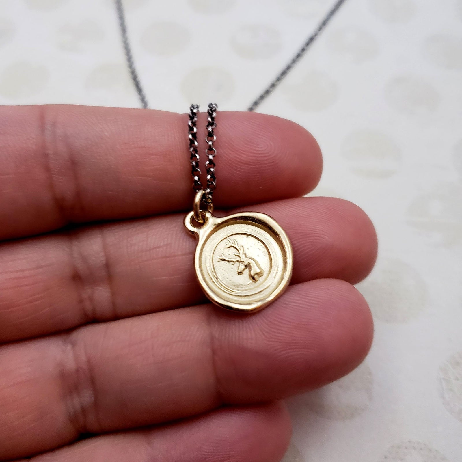 Stag Whimsy in Gold Vermeil