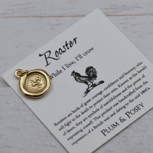 Rooster - While I live I'll crow in gold vermeil