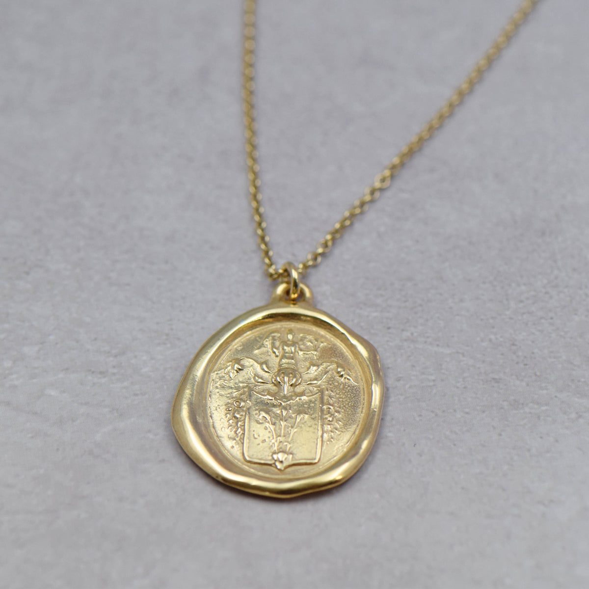 Angel and Fleur De Lis in Gold Vermeil