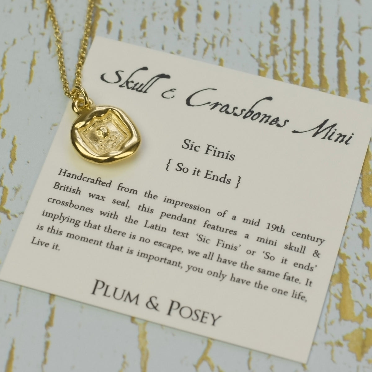 Skull and Crossbones - Thus the end in Gold Vermeil