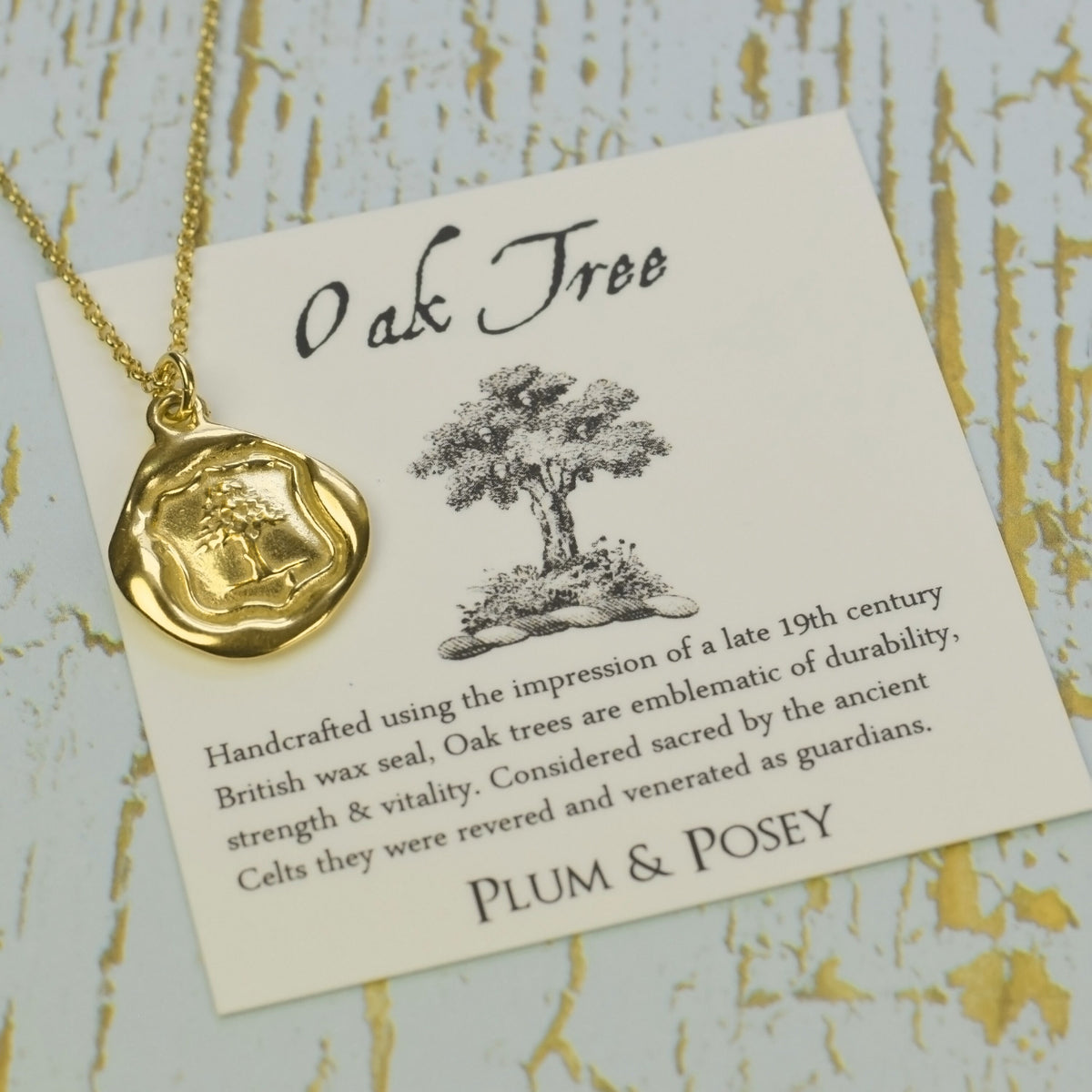 Oak Tree -Strength, Vitality & Guardianship in Gold Vermel