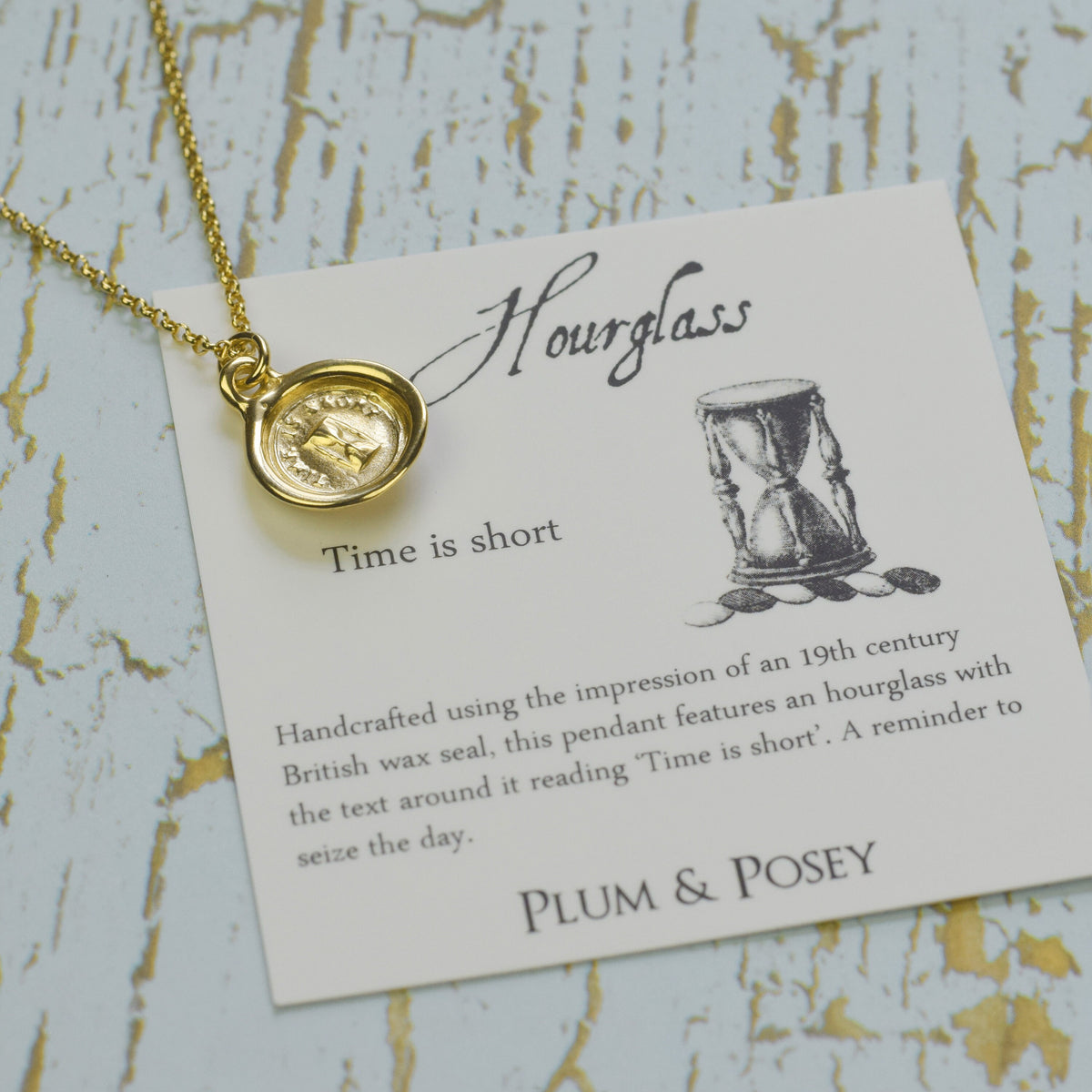 Hourglass - Time is Short in Gold Vermeil