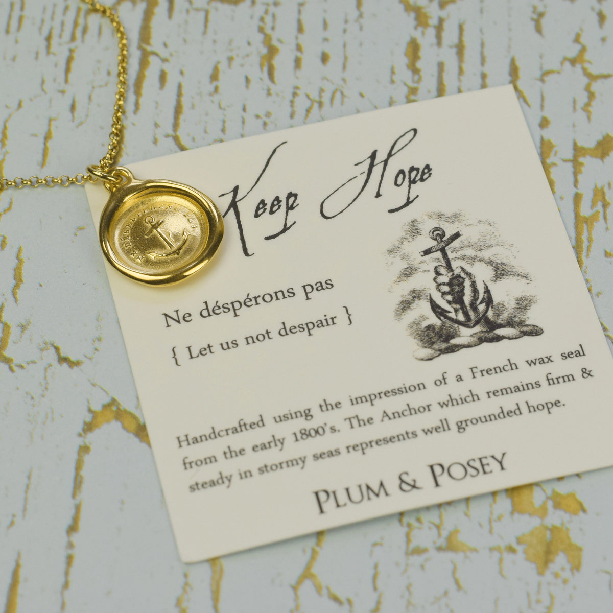 Anchor - Keep Hope in Gold Vermeil