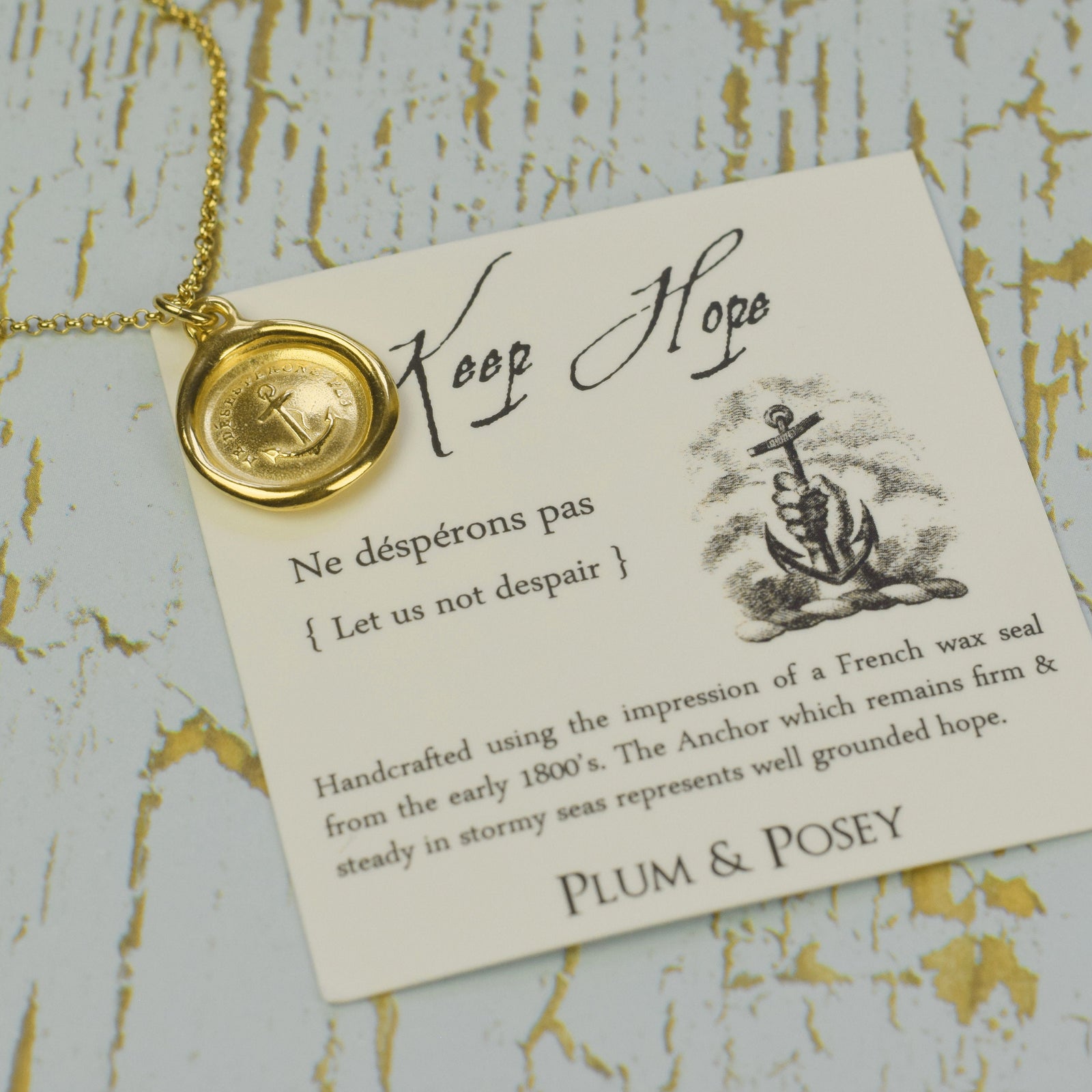 Anchor - Keep Hope in Gold Vermeil