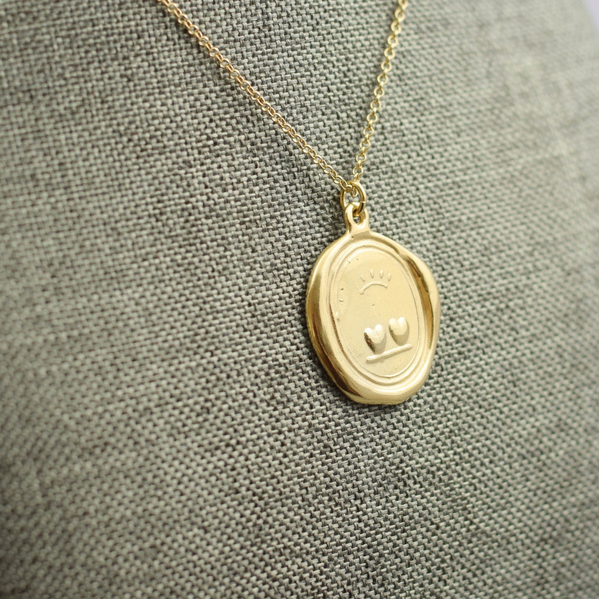 Crowned Hearts  - Loyalty and Love in gold vermeil