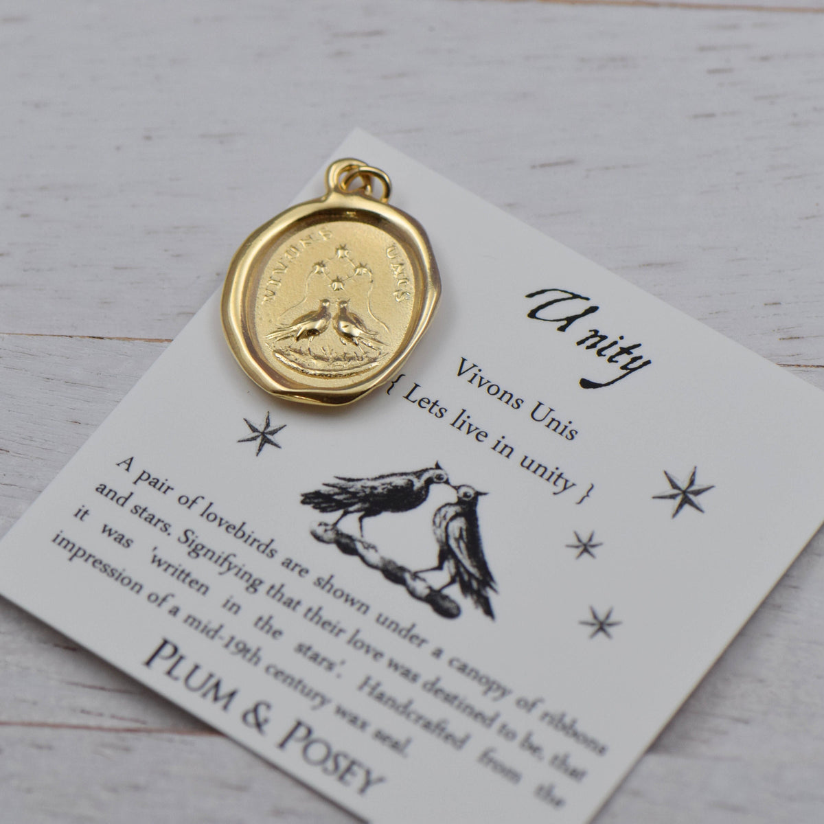 Unity Love Birds - Let&#39;s live united in Gold Vermeil