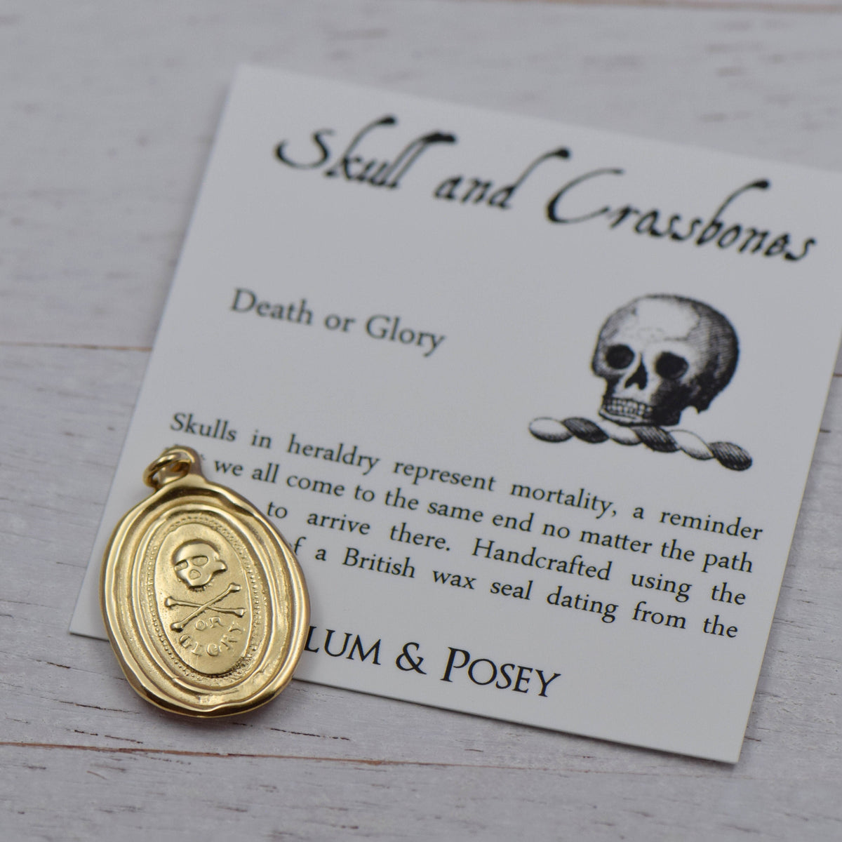 Death or Glory Skull and Crossbones  - Memento Mori in Gold Vermeil