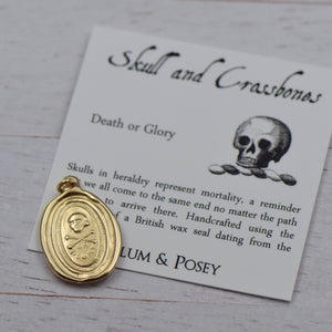 Death or Glory Skull and Crossbones  - Memento Mori in Gold Vermeil