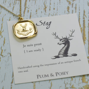 Stag - I Am Ready in Gold Vermeil