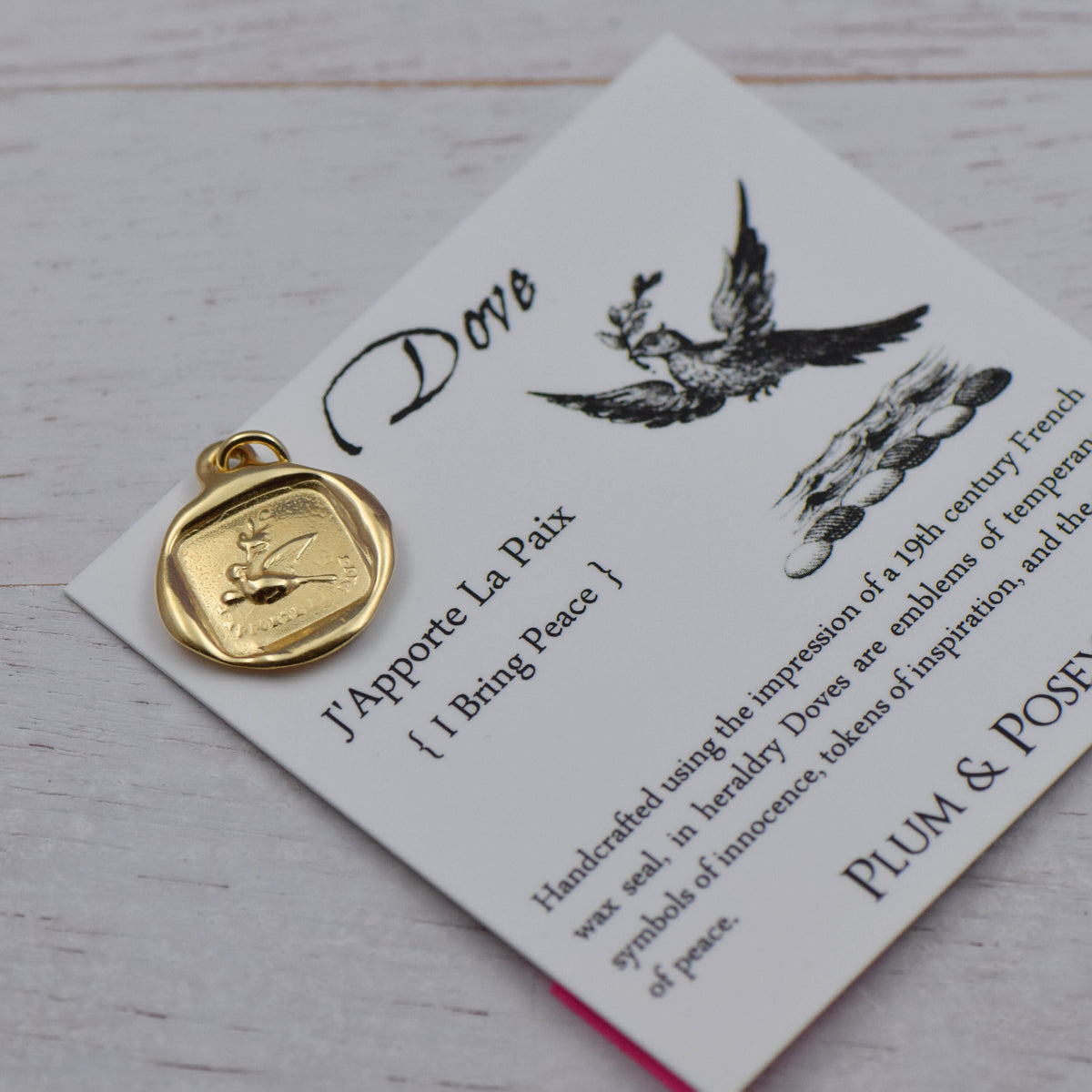 Dove - I Bring Peace in Gold Vermeil Dove