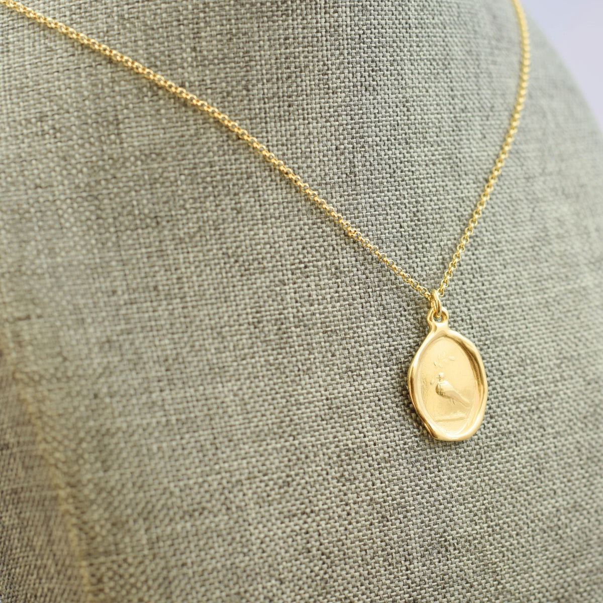 Dove and Olive Branch - Peace Dove in Gold Vermeil