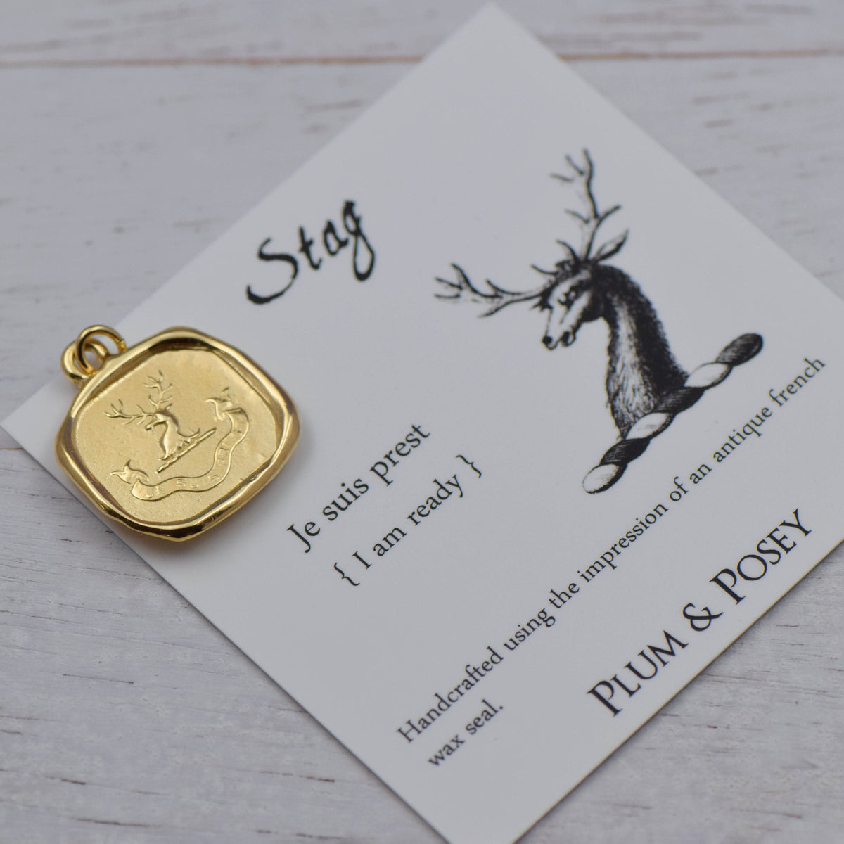Stag - I Am Ready in Gold Vermeil