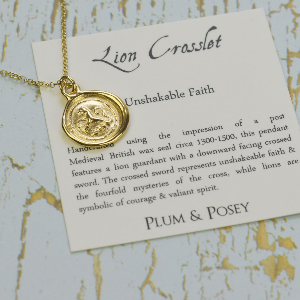 Lion Crosslet Fitchee in Gold Vermeil