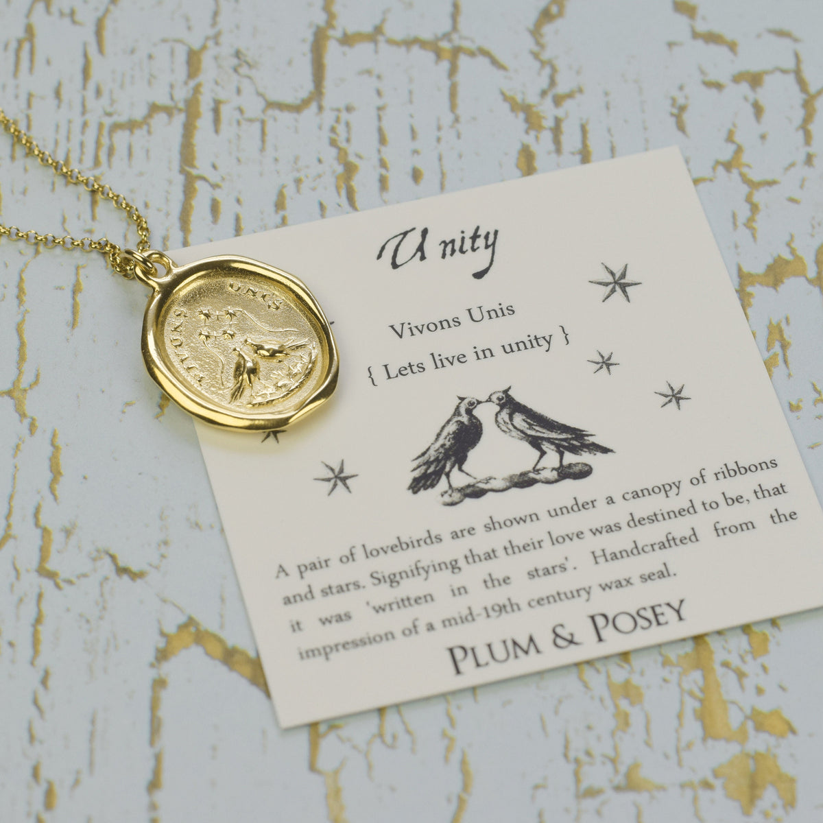 Unity Love Birds - Let&#39;s live united in Gold Vermeil