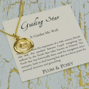Guiding Star - Sailing Boat and North Star - It Guides me well in Gold Vermeil