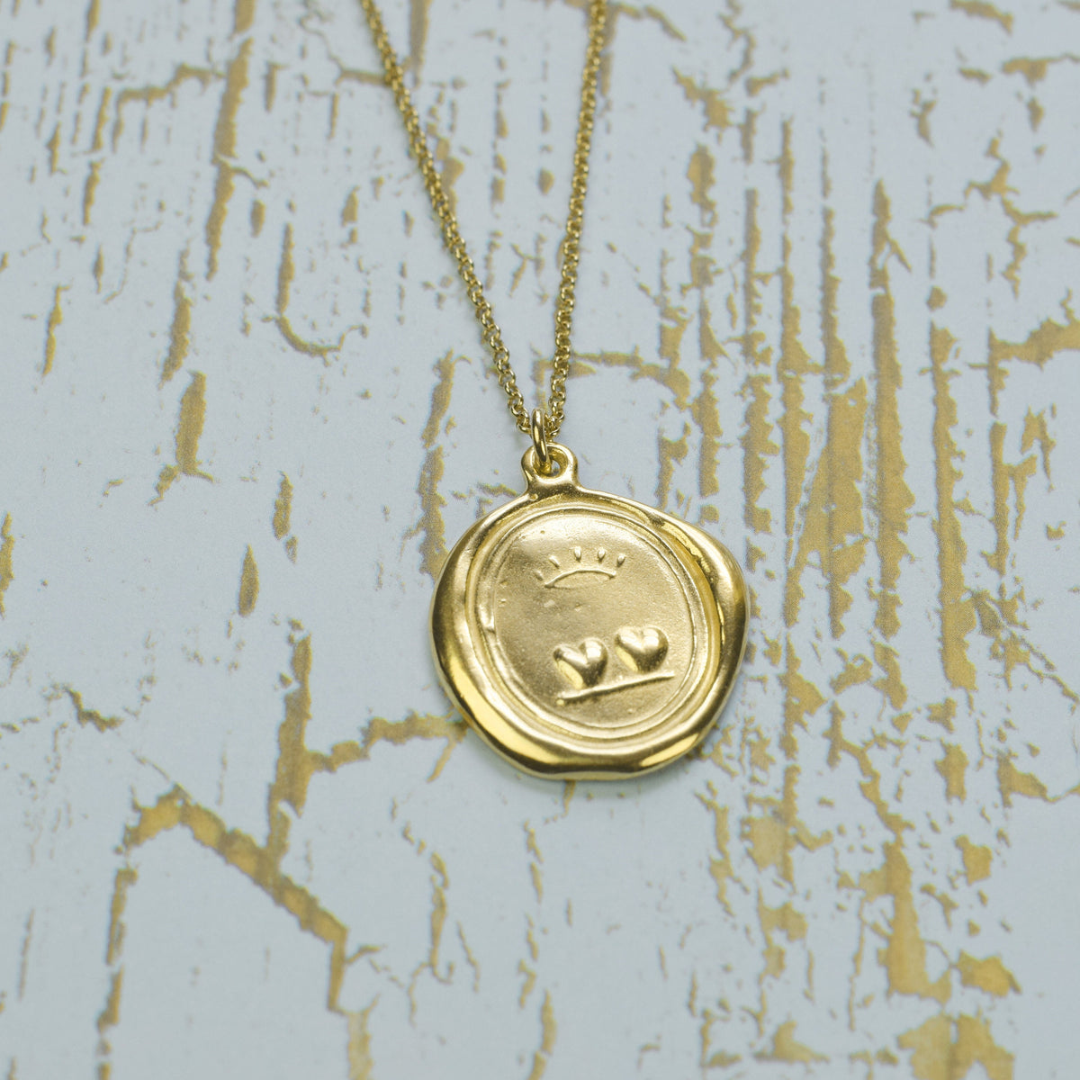 Crowned Hearts  - Loyalty and Love in gold vermeil