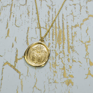 Angel and Fleur De Lis in Gold Vermeil