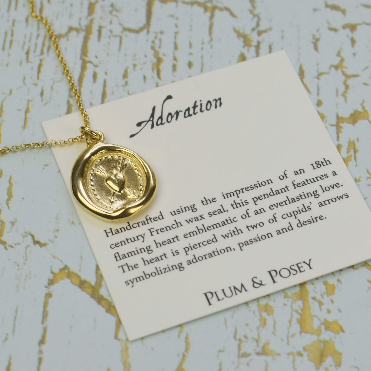 Adoration - Flaming Heart and Arrows in Gold Vermeil