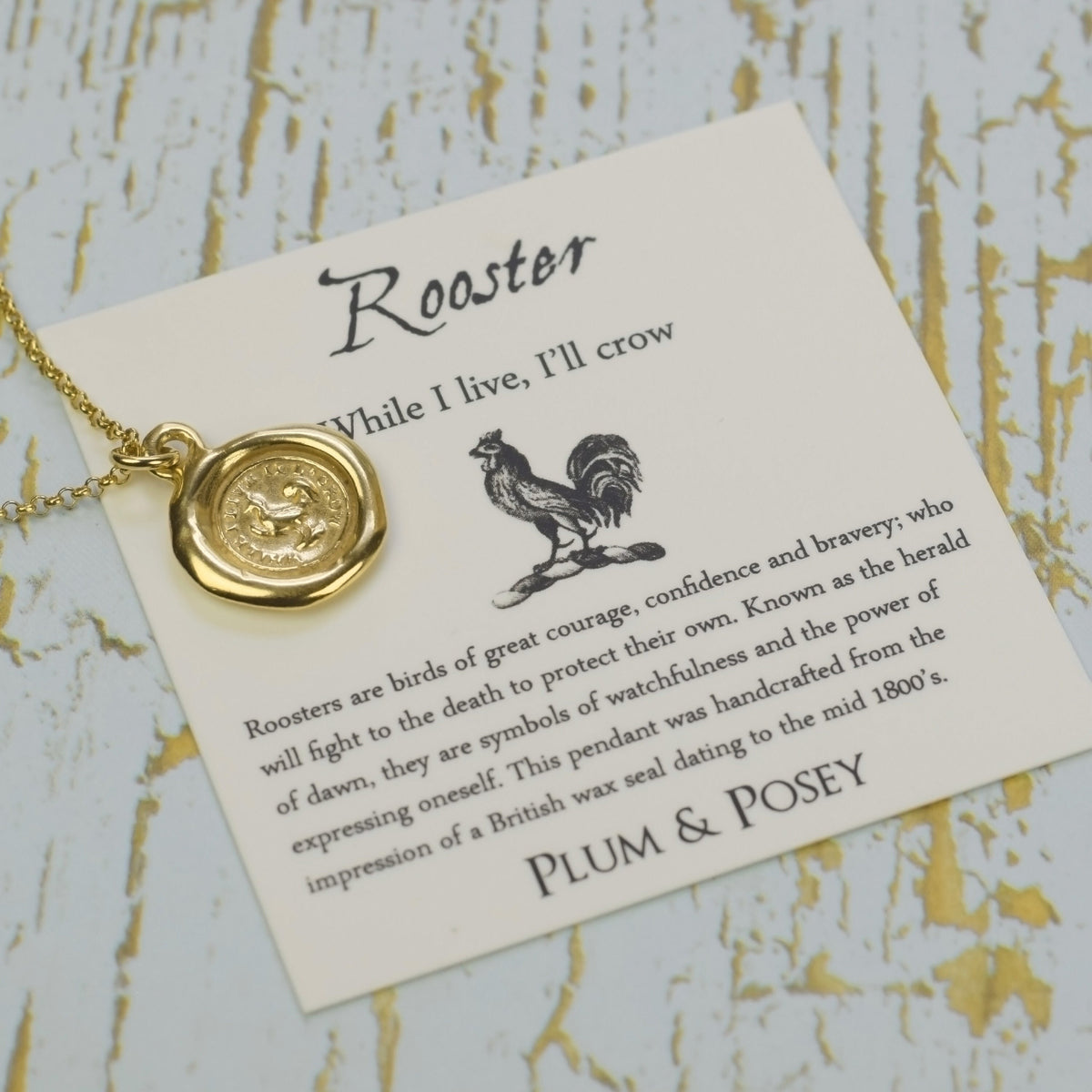 Rooster - While I live I'll crow in gold vermeil
