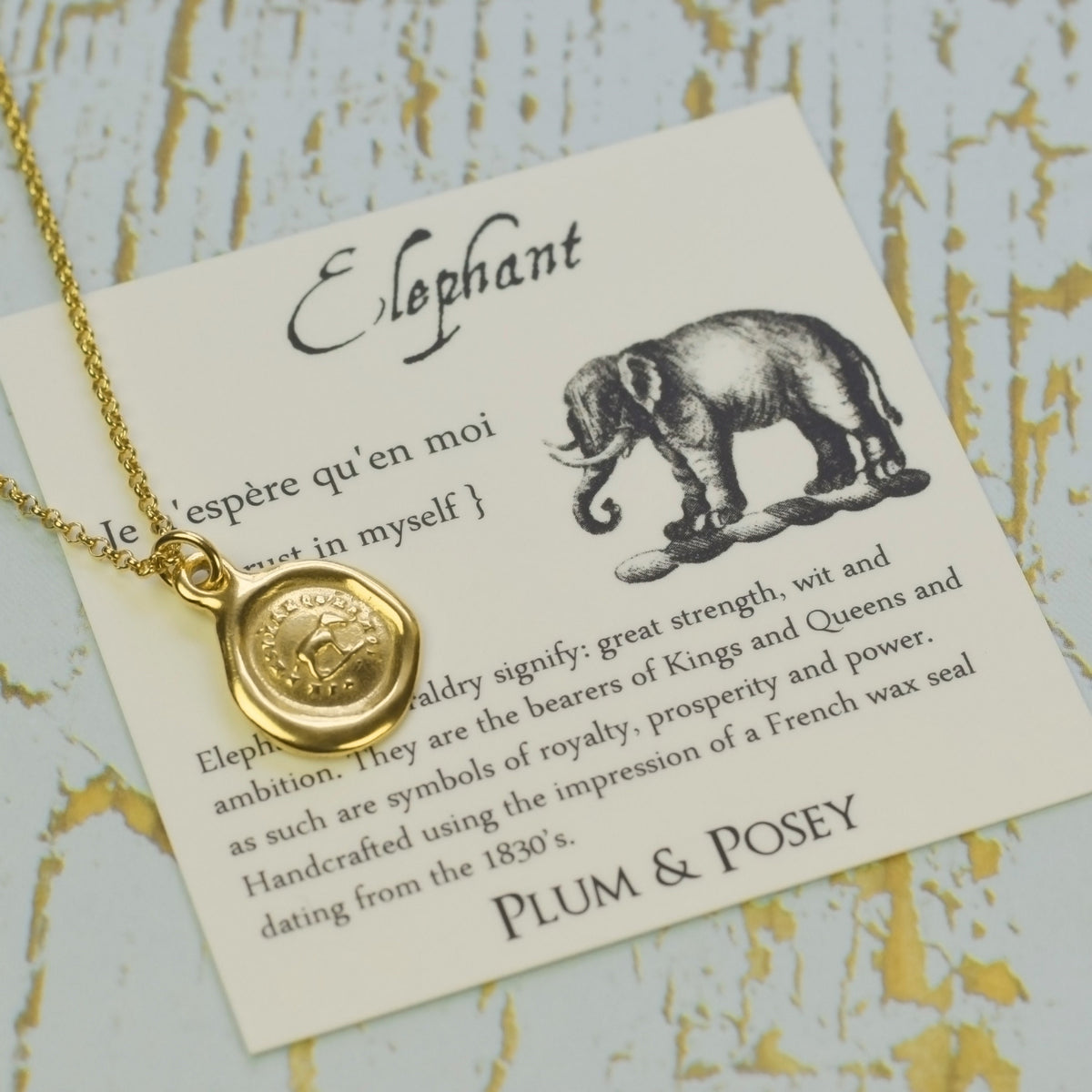 Elephant - I Trust in Myself in Gold Vermeil