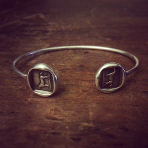 Horse Wax Seal Cuff Bangle Bracelet