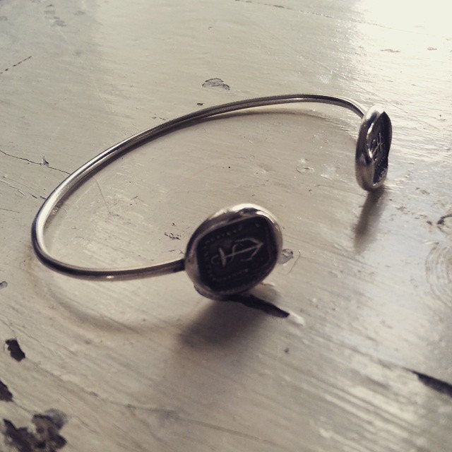 Skull Wax Seal Cuff Bangle Bracelet