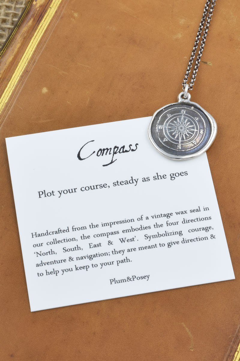 Engraved Compass Rose Necklace