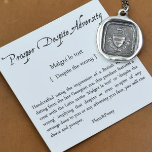 Prosper in Adversity Dogs Crest Wax Seal Necklace